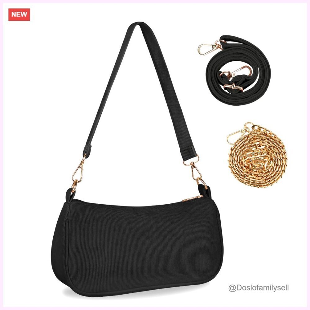Small Corduroy Hobo Shoulder Bag with Removable Straps, Crossbody Tote